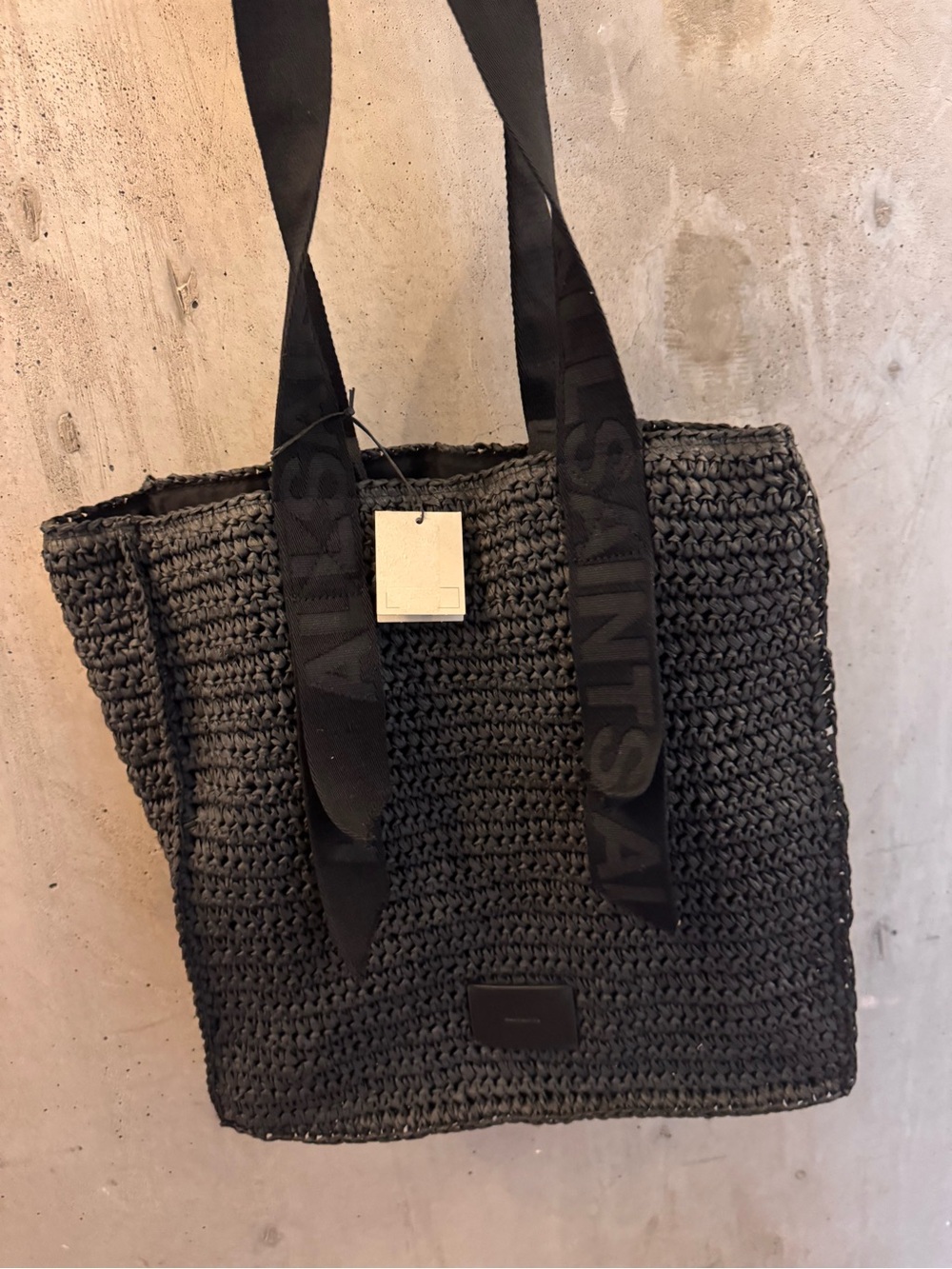 Allsaints NWT Black Raffia Tote Bag